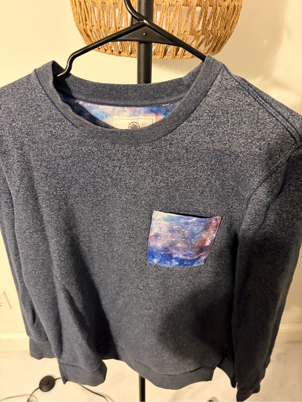 on the byas Navy Pullover Sweatshirt with Galaxy Pocket